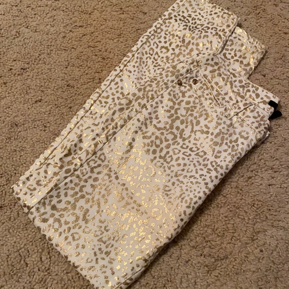 GOLD LEOPARD PRINT JEANS